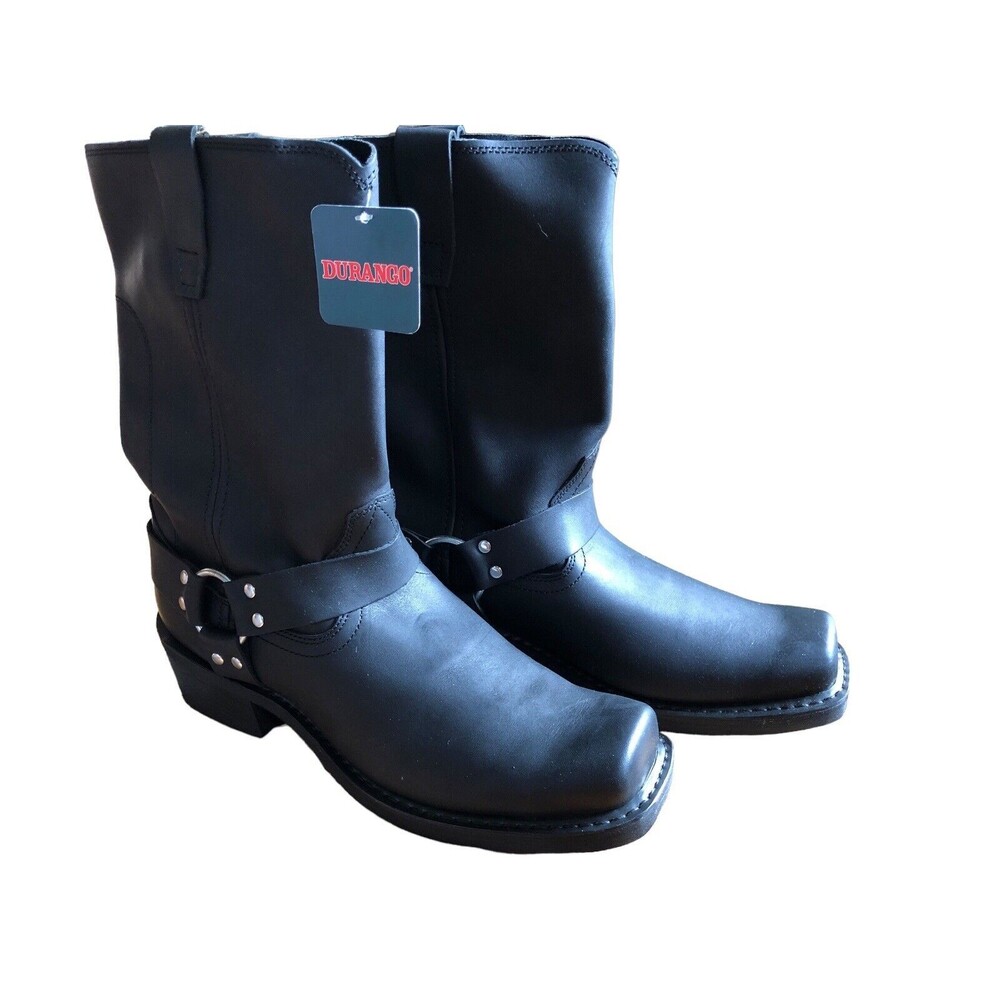 Durango Men's Harness Motorcycle Leather Black Pull On Boots NWT DB510 US 12EE